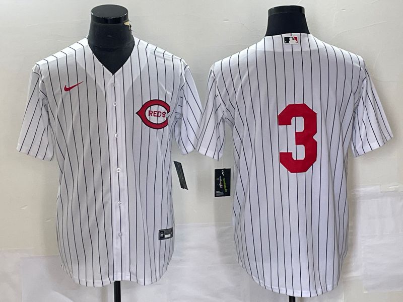 Men Cincinnati Reds #3 No Name White Nike Throwback MLB Jersey->philadelphia eagles->NFL Jersey